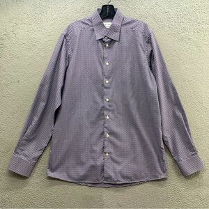 Eton Contemporary Dress Shirt Men’s L 41 16 Navy Multicolor Gingham Plaid Cotton